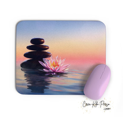 Tapis de souris rectangle souple thème Zen galet dans l'eau