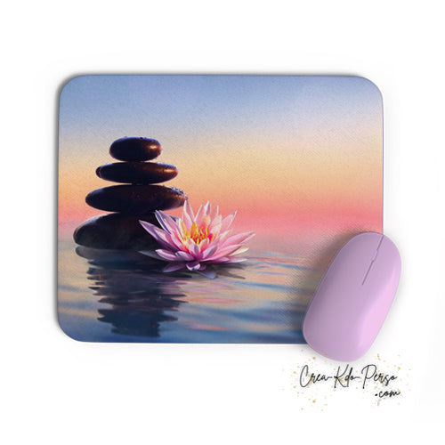 Tapis de souris rectangle souple thème Zen galet dans l'eau