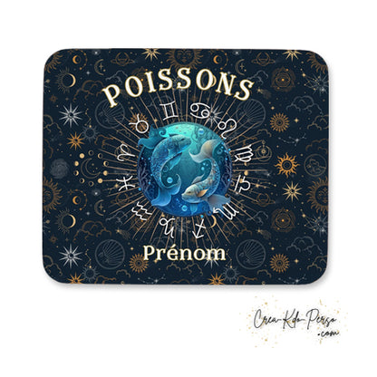 Tapis de souris personnalisé signe astrologique horoscope Poissons