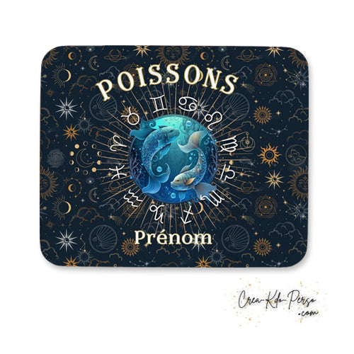 Tapis de souris personnalisé signe astrologique horoscope Poissons