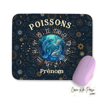 Tapis de souris personnalisé signe astrologique horoscope Poissons