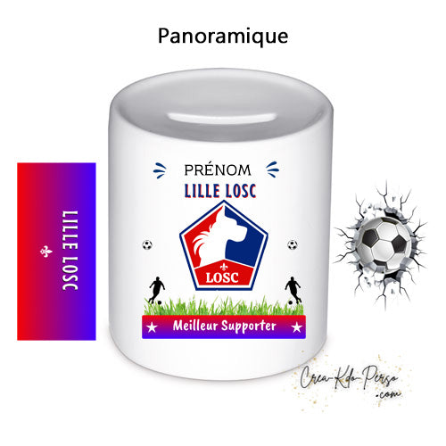 Tirelire céramique club football Lille LOSC personnalisée panoramique