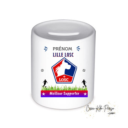 Tirelire céramique club football Lille LOSC personnalisée
