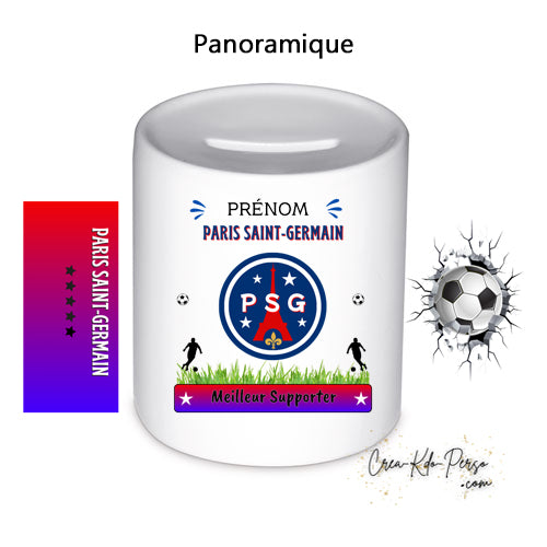 Tirelire céramique club football PSG Paris Saint Germain personnalisée