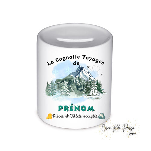 tirelire personnalisée cagnotte de voyage à la montagne
