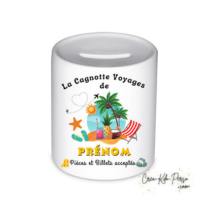tirelire personnalisée cagnotte de voyage  sur les iles paradisiaques